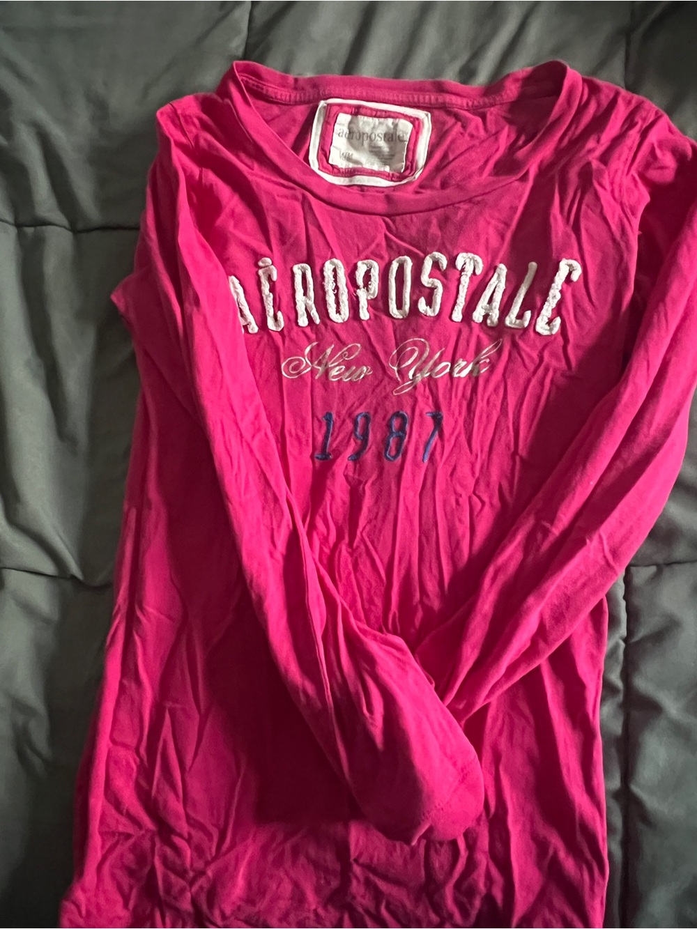 Aeropostale Hot Pink Long Sleeve Logo Tee